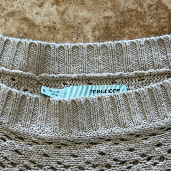 Open knit tan beige short sleeve ladies womens sweater size small top blouse - Picture 4 of 5